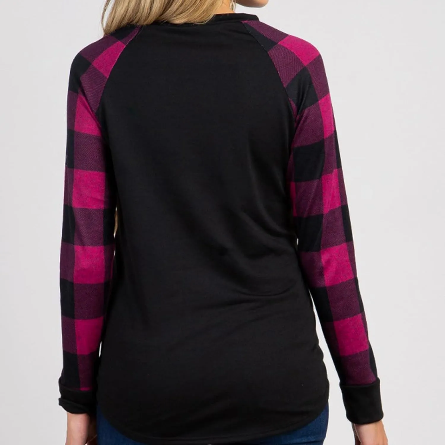 2024 Maternity Shirts for Women Patchwork Long Sleeve Pregnancy Tops Scoop Neck Loose Fit Fall Comfy Blouse Tees