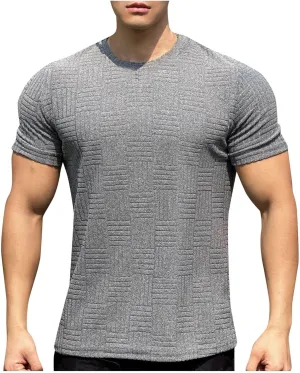 2025 Men's Muscle Exercise Semi Tight Fitness Short Sleeve Basketball Running Training Cloth Sports T Shirt