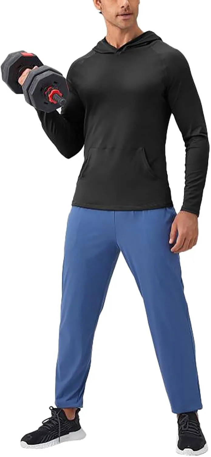 2025 Men's Sports Hoodie Hooded Absorption Quick Drying Fitness Jacket Slim Running Training Long Sleeve