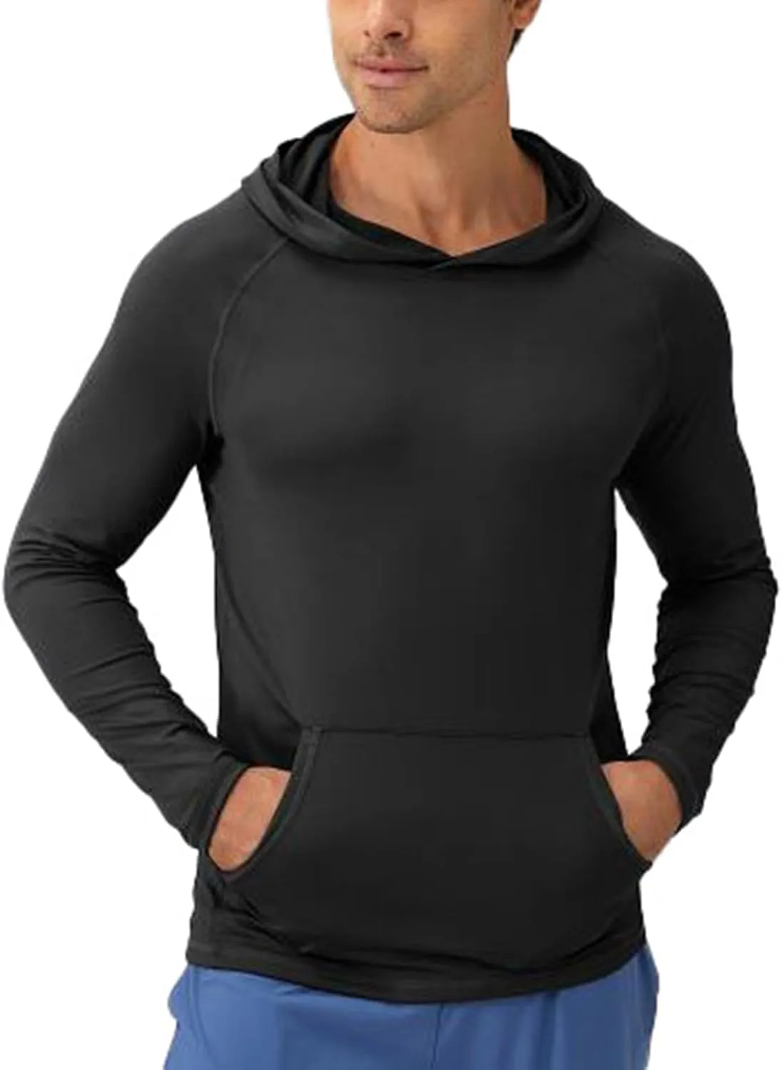 2025 Men's Sports Hoodie Hooded Absorption Quick Drying Fitness Jacket Slim Running Training Long Sleeve