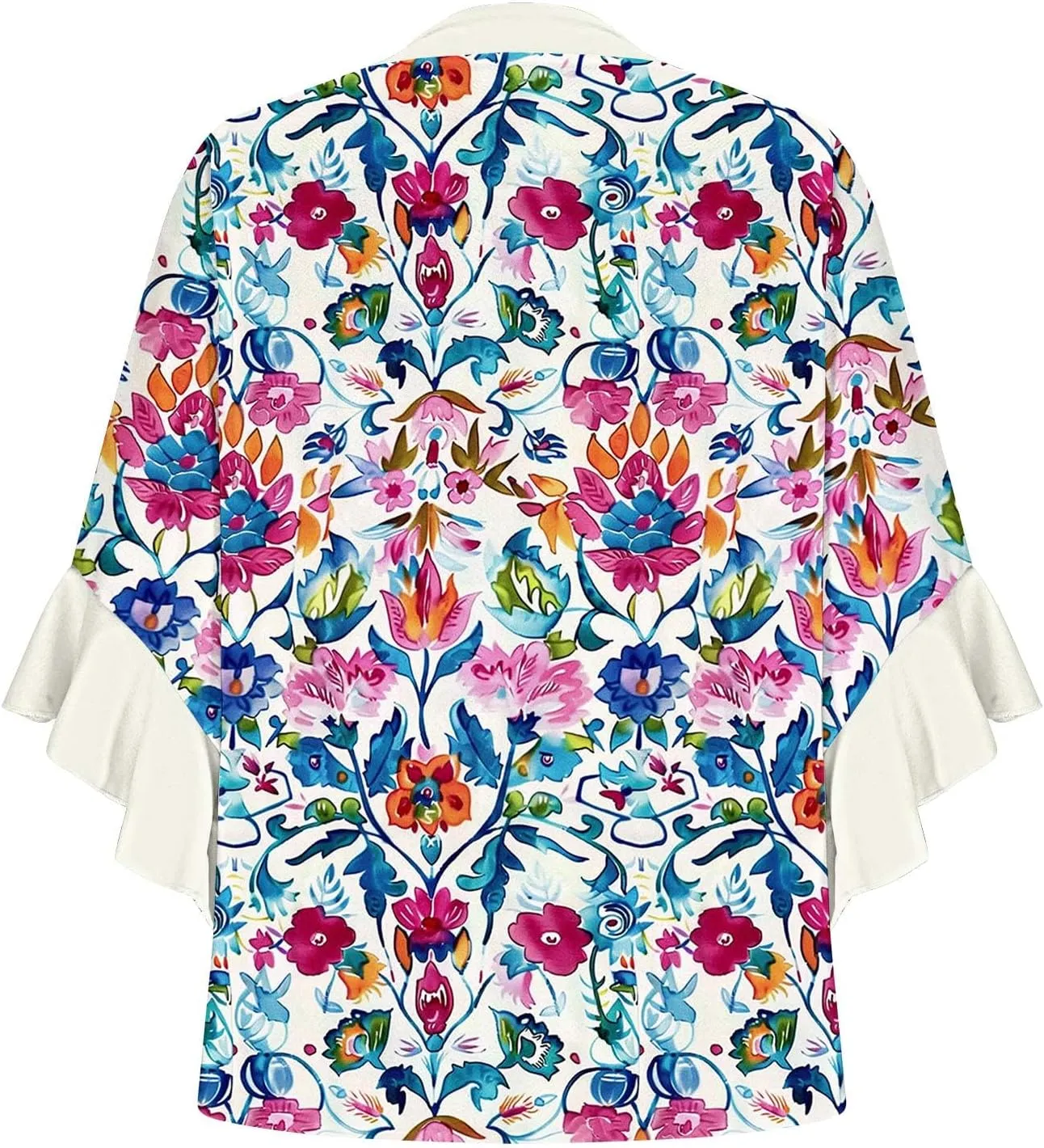 3/4 Length Sleeve Womens Tops Casual V Neck Button Down Shirts Floral Print Flowy Boho Tops 2025 Summer Blouses