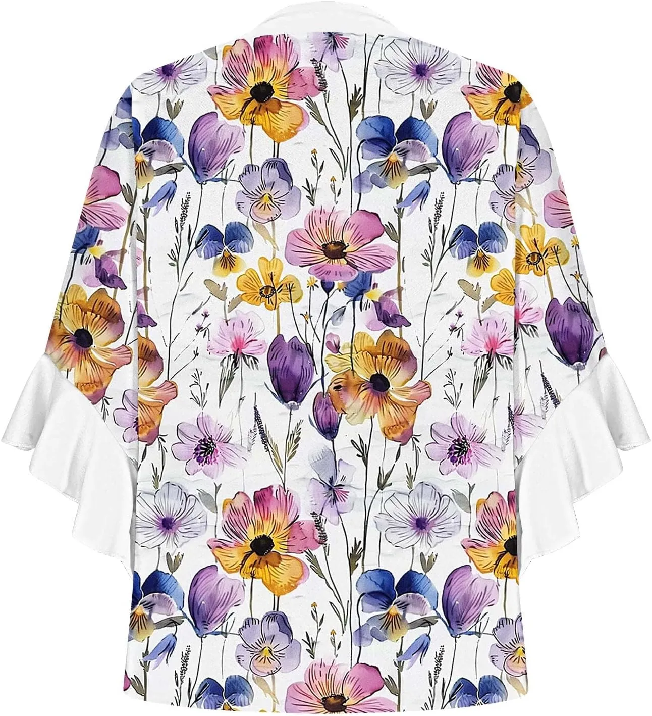 3/4 Length Sleeve Womens Tops Casual V Neck Button Down Shirts Floral Print Flowy Boho Tops 2025 Summer Blouses