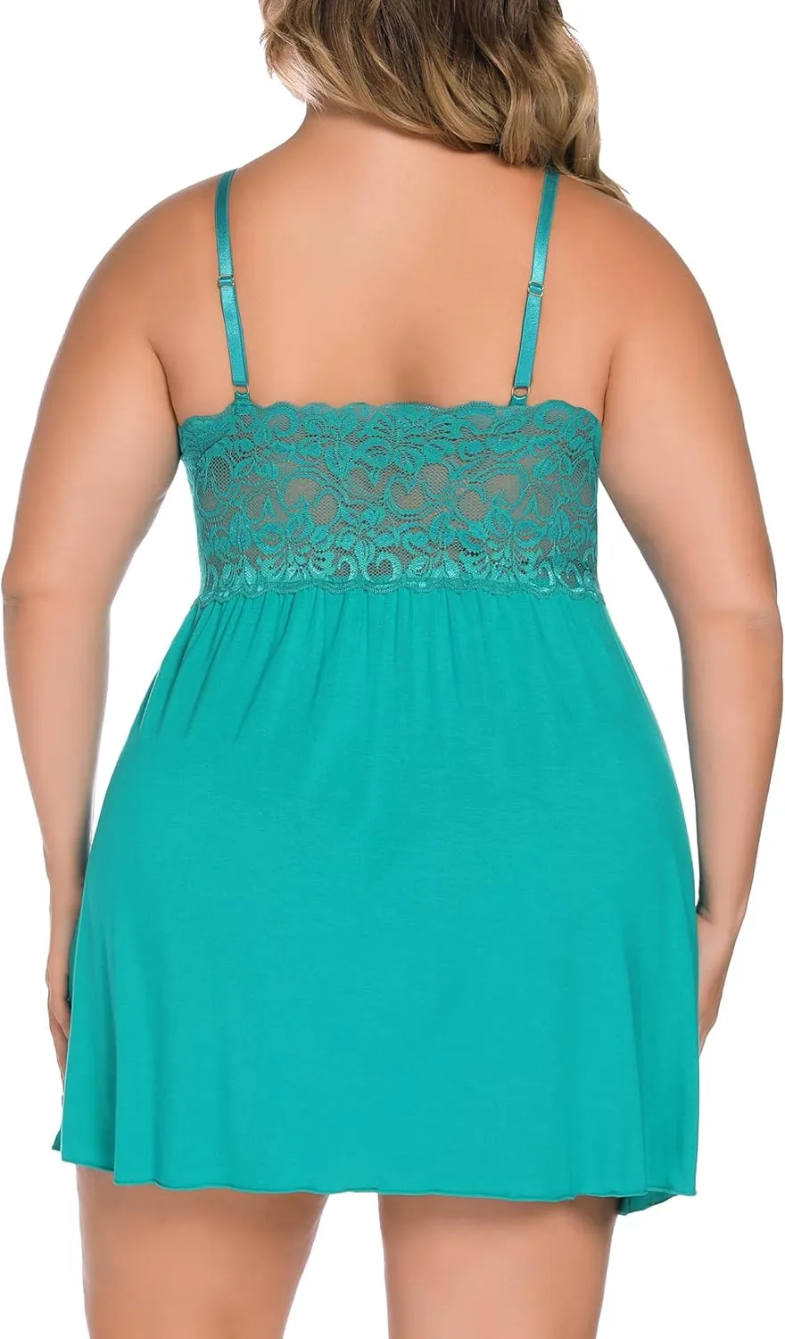 Ababoon Plus Size Lingerie for Women Lace Modal Chemises Nightgown V-Neck Full Slip Babydoll Sleepwear Size 16-24 Plus