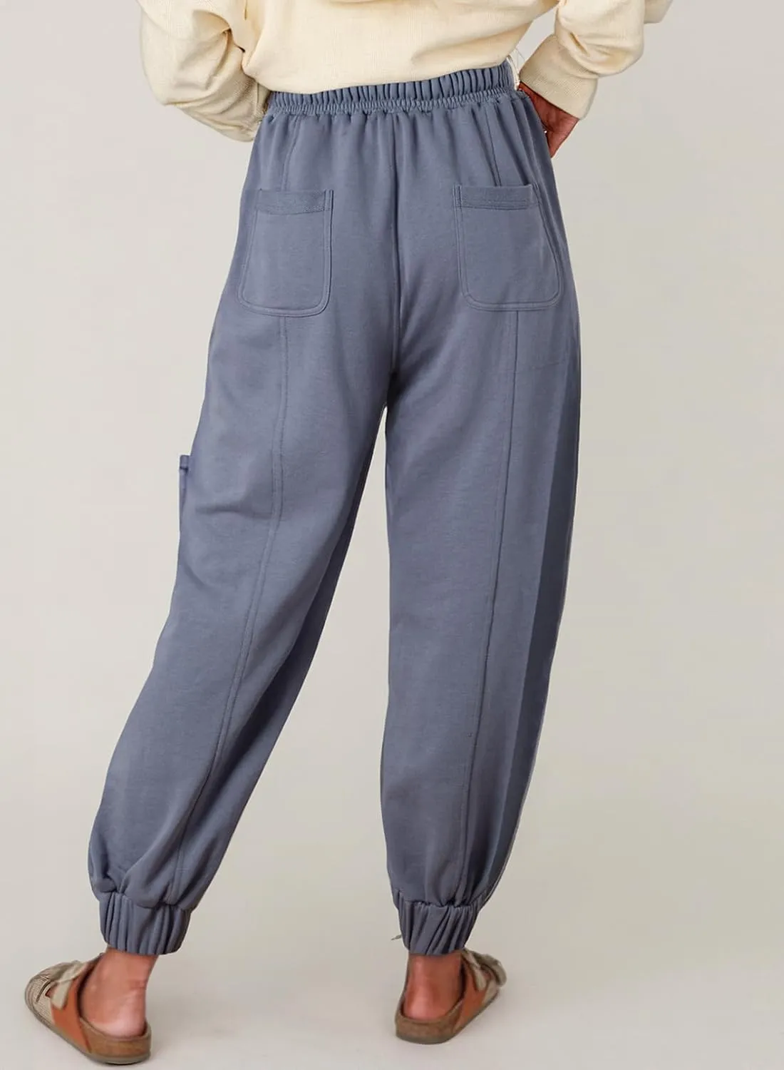 Aceitt Womens Baggy Cargo Pants Drawstring Elastic Waisted Workout Outdoor Hiking Jogger Pants with Pockets