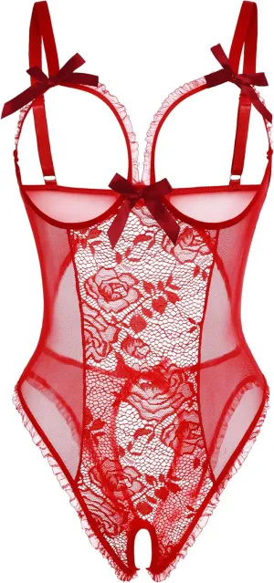 ADOME Lingerie for Women Sexy Teddy One Piece Lace Babydoll Bodysuit