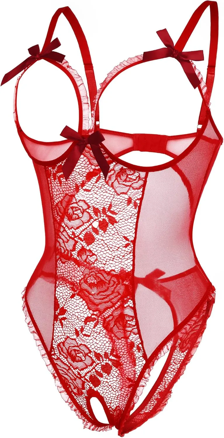 ADOME Lingerie for Women Sexy Teddy One Piece Lace Babydoll Bodysuit