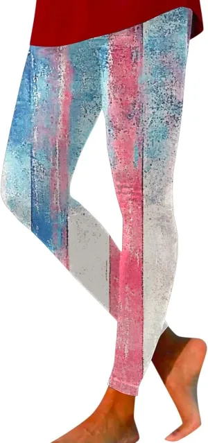 American USA Flag Leggings for Women Patriotic Workout High Waist Yoga Pants Soft Gym Sport Slim Fit Tights