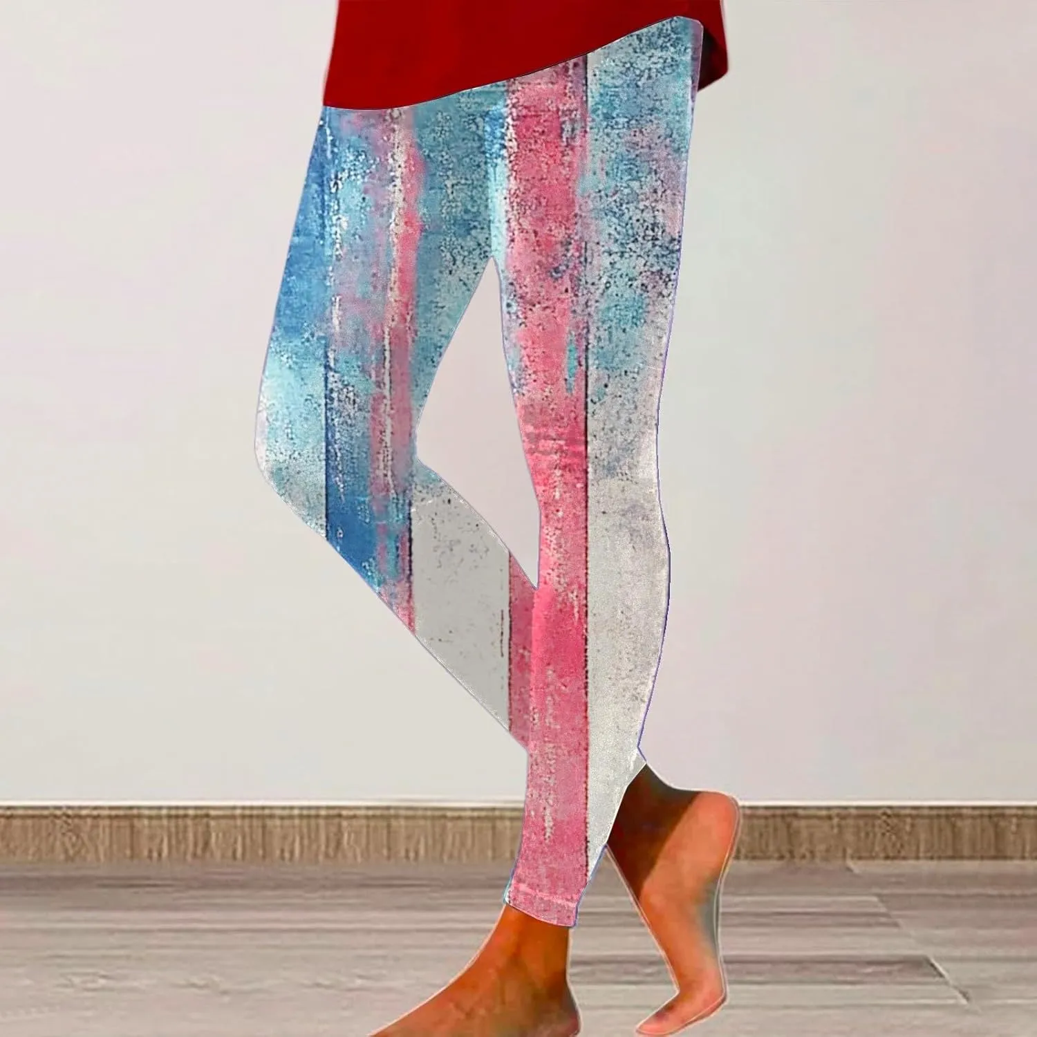 American USA Flag Leggings for Women Patriotic Workout High Waist Yoga Pants Soft Gym Sport Slim Fit Tights
