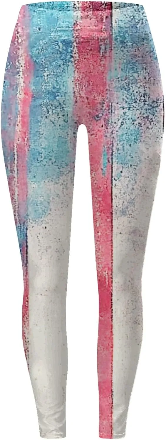 American USA Flag Leggings for Women Patriotic Workout High Waist Yoga Pants Soft Gym Sport Slim Fit Tights