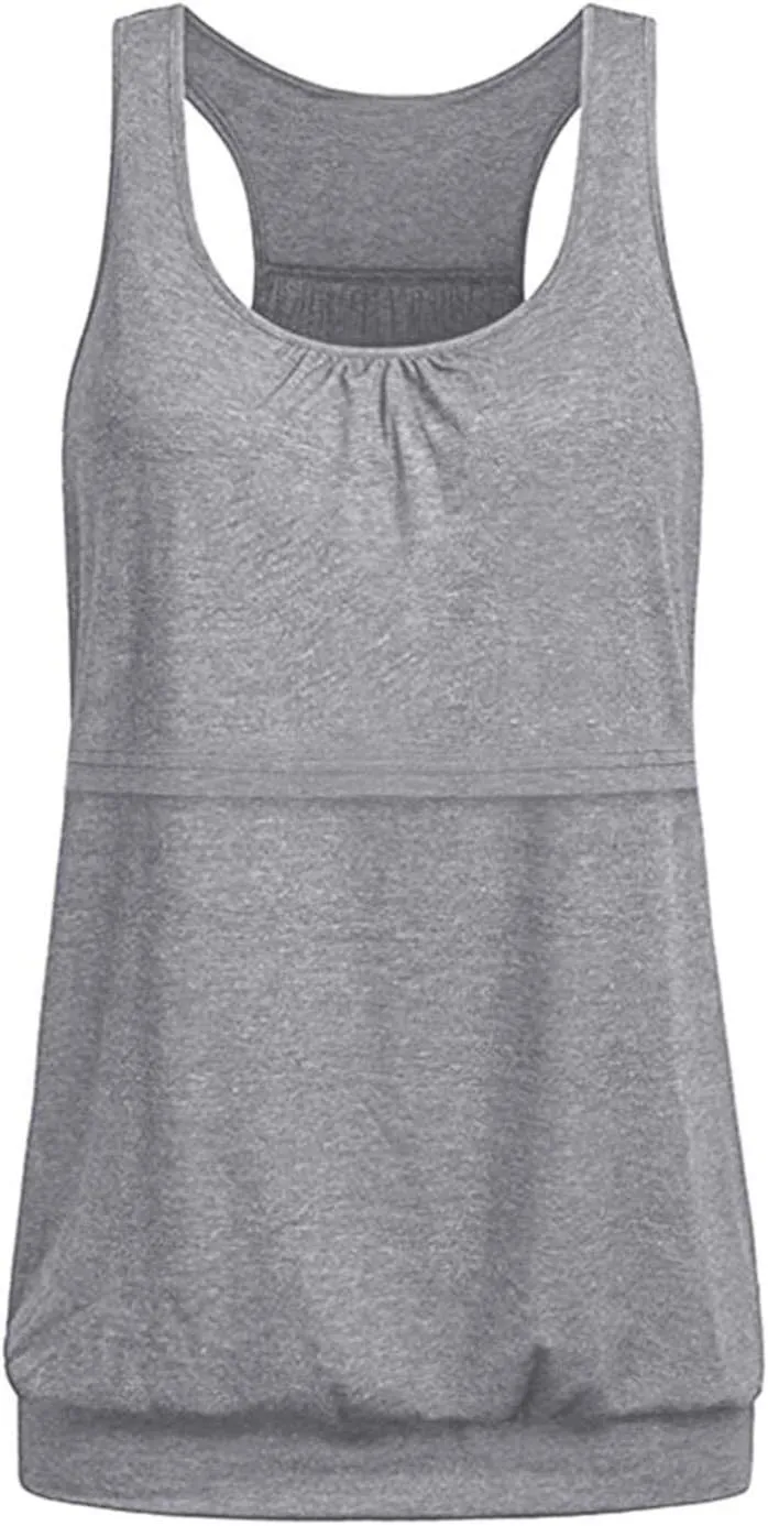 Andongnywell Plus Size Tank Tops Breastfeeding Shirt Women?s Maternity Nursing Vest Sleeveless Tops
