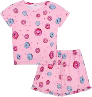 Arshiner Girls Tie Dye Shorts Set 2 Pieces Summer Set for Kids Short Sleeve Pullover Top   Ruffle Hem Shorts Set