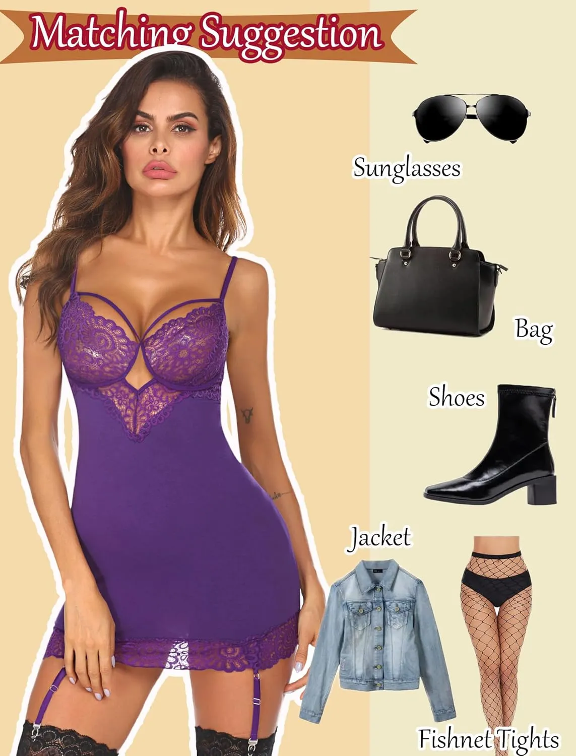 Avidlove Lingerie for Women Teddy Bodysuit with Garter Belt Lace Babydoll Full Slips No Stockings