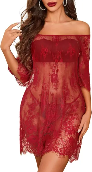 Avidlove Women Chemises Lace Smock Lingerie Mini Babydoll S-4XL