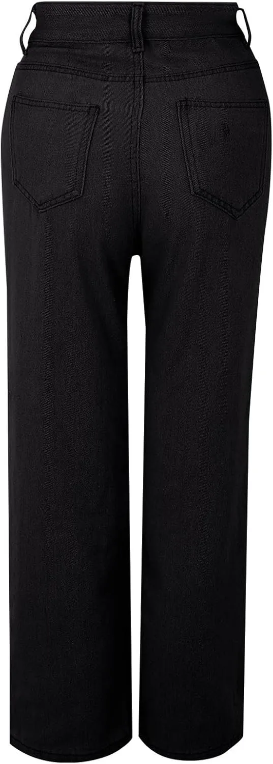 Baggy Jeans for Women High Waisted Wide Leg Y2k Pants Stretchy Plus Size Casual Sweatpants Jean with Pockets