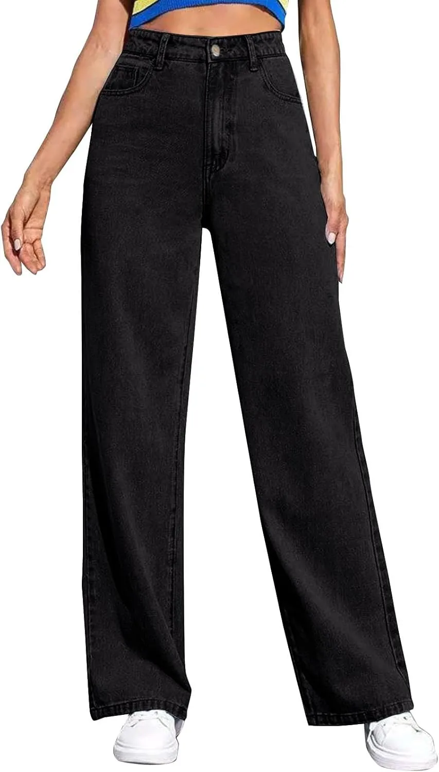 Baggy Jeans for Women High Waisted Wide Leg Y2k Pants Stretchy Plus Size Casual Sweatpants Jean with Pockets