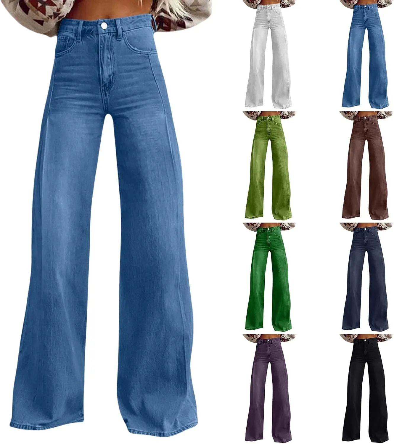 Baggy Jeans for Women Summer Wide Leg Vintage Pant Denim 90s Y2K Streetwear High Waisted Straight Pants with Pockets