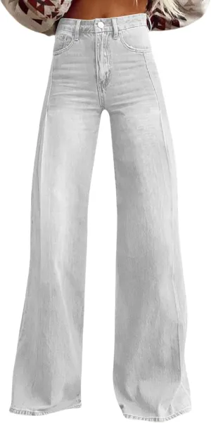 Baggy Jeans for Women Summer Wide Leg Vintage Pant Denim 90s Y2K Streetwear High Waisted Straight Pants with Pockets