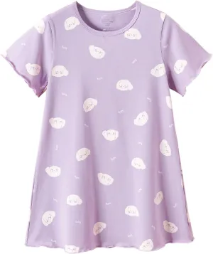 BANGSAUR Girls' Dress, Toddler Cotton Soft Short Sleeve Sleepshirts,3-10 Years