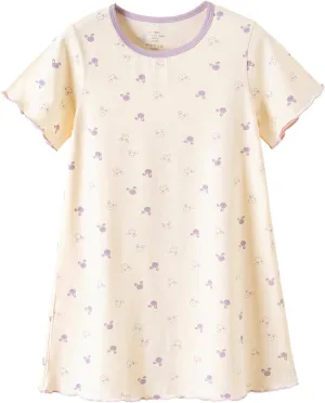 BANGSAUR Girls' Dress, Toddler Cotton Soft Short Sleeve Sleepshirts,3-10 Years