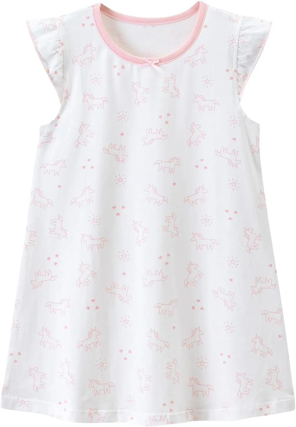BANGSAUR Girls' Dress, Toddler Cotton Soft Short Sleeve Sleepshirts,3-10 Years
