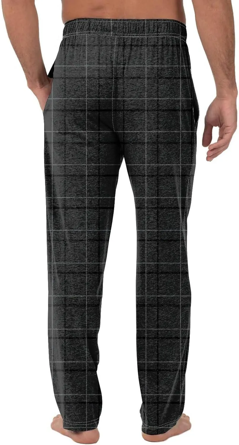 Big and Tall Lounge Pants for Men Soft Cotton Plaid Pajama Pants Loose Elastic Waist Lounging Trousers with Pockets