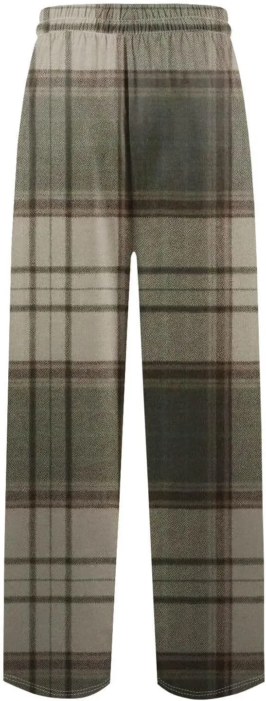 Big and Tall Lounge Pants for Men Soft Cotton Plaid Pajama Pants Loose Elastic Waist Lounging Trousers with Pockets