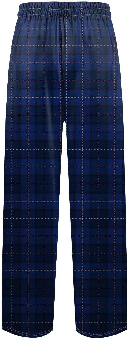 Big and Tall Lounge Pants for Men Soft Cotton Plaid Pajama Pants Loose Elastic Waist Lounging Trousers with Pockets