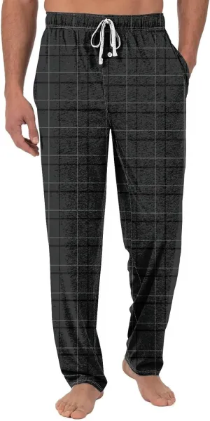 Big and Tall Lounge Pants for Men Soft Cotton Plaid Pajama Pants Loose Elastic Waist Lounging Trousers with Pockets