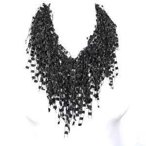 Black Chunky Necklace Scarf for Women - Near-weightless BIB Statement Jewelry for Lady (Black)