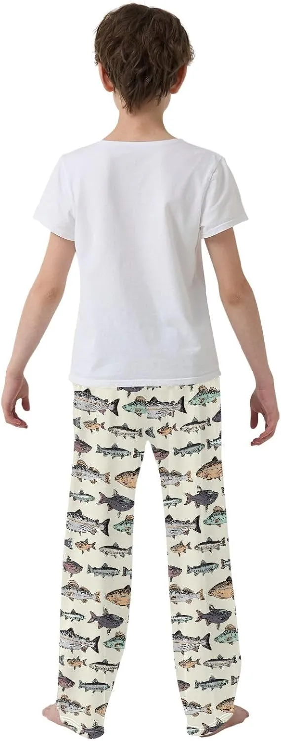 Boys Pajama Pants Vintage Fishes Pajama Jogger Sleep Pants Lounge Pants S