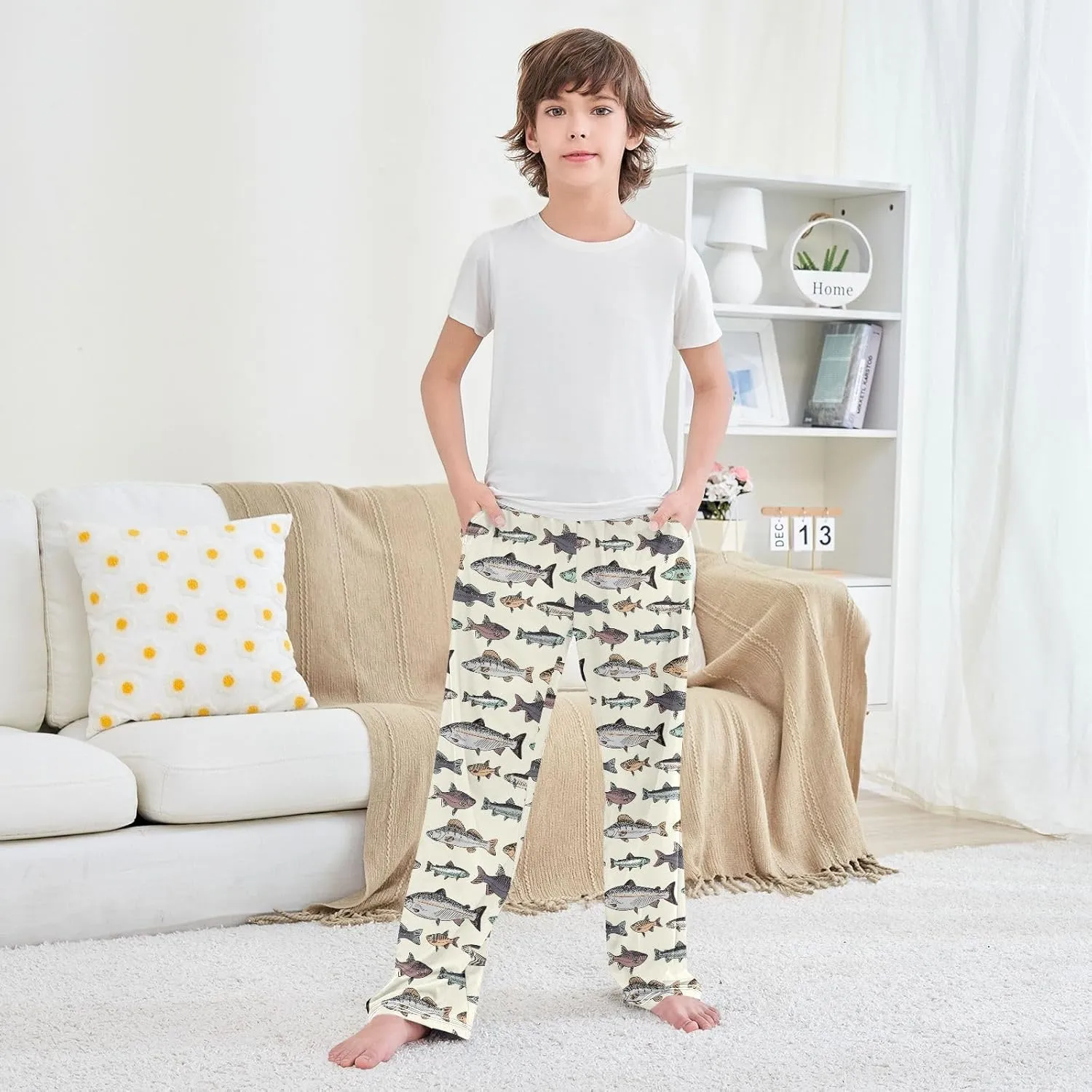 Boys Pajama Pants Vintage Fishes Pajama Jogger Sleep Pants Lounge Pants S