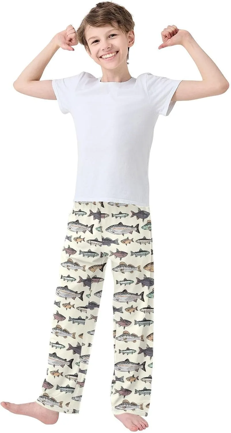 Boys Pajama Pants Vintage Fishes Pajama Jogger Sleep Pants Lounge Pants S