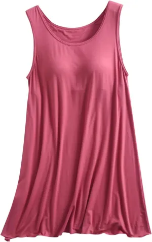 Built In Bra Nightwear for Women Plus Size Sleeveless Sleepwear Tank Sleep Dress Full Slip Lounge Dress Nightgowns