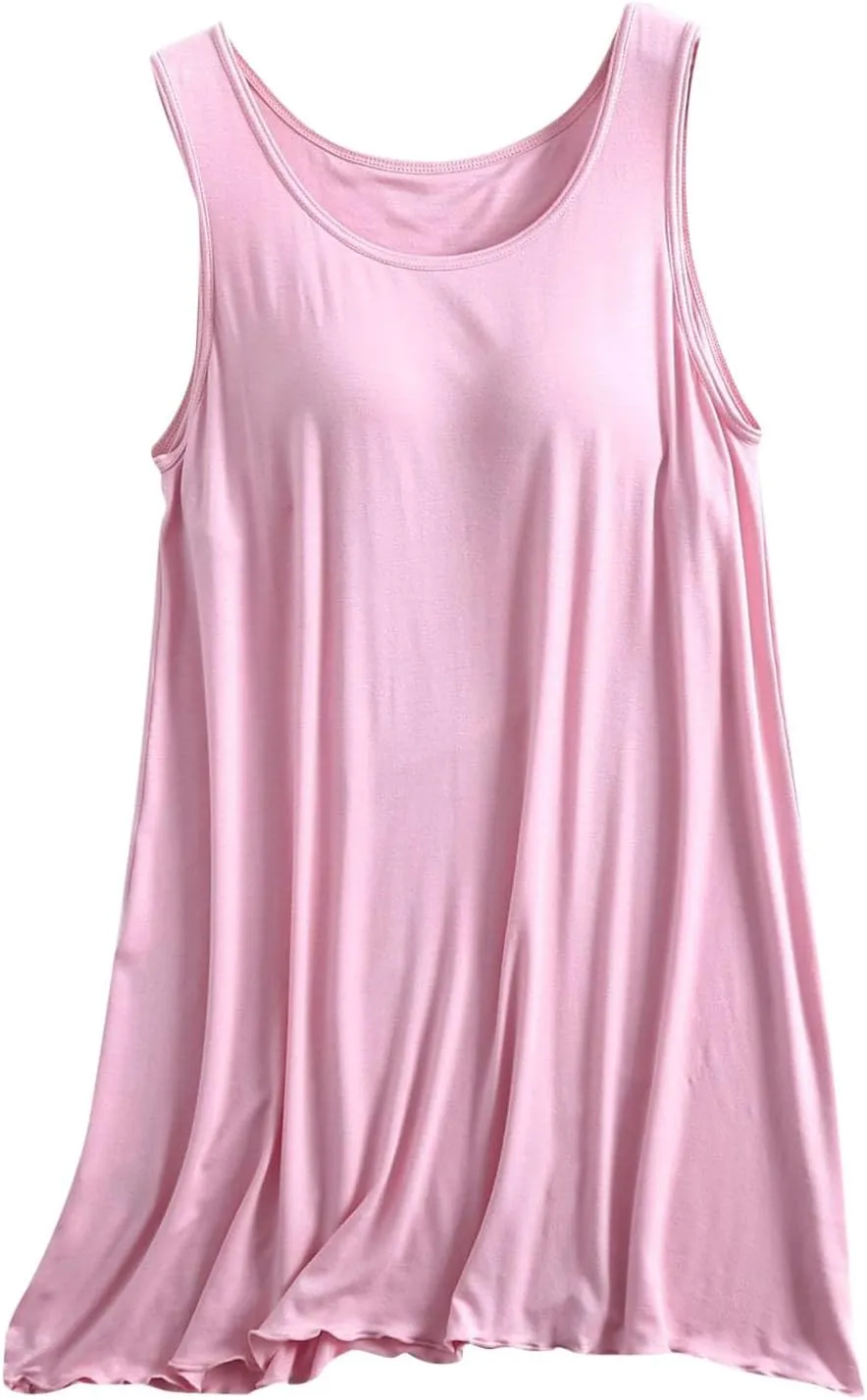 Built In Bra Nightwear for Women Plus Size Sleeveless Sleepwear Tank Sleep Dress Full Slip Lounge Dress Nightgowns