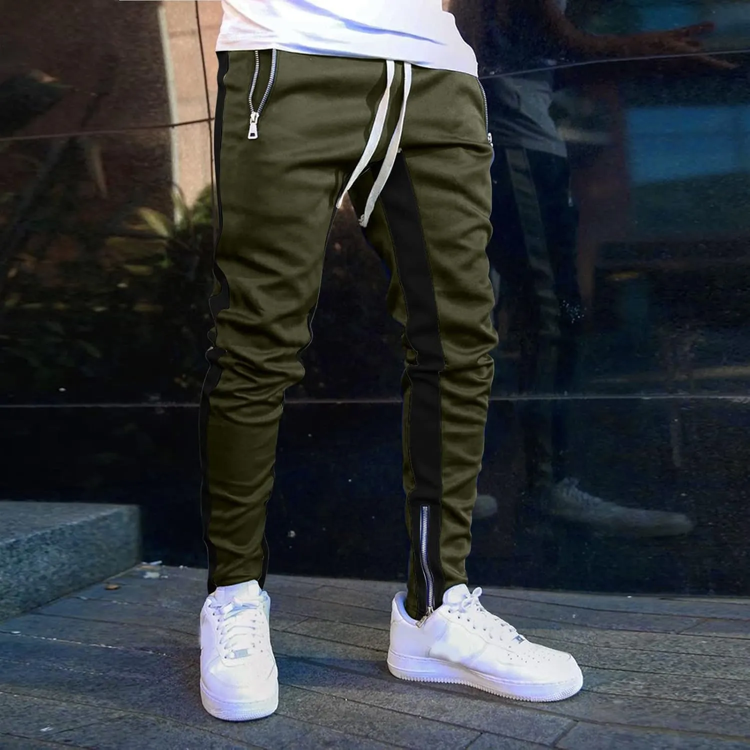 Cargo Pants for Men Big and Tall for Jogging Workout Gym Running Training Mens Open Bottom Sweatpants Workout Lounge