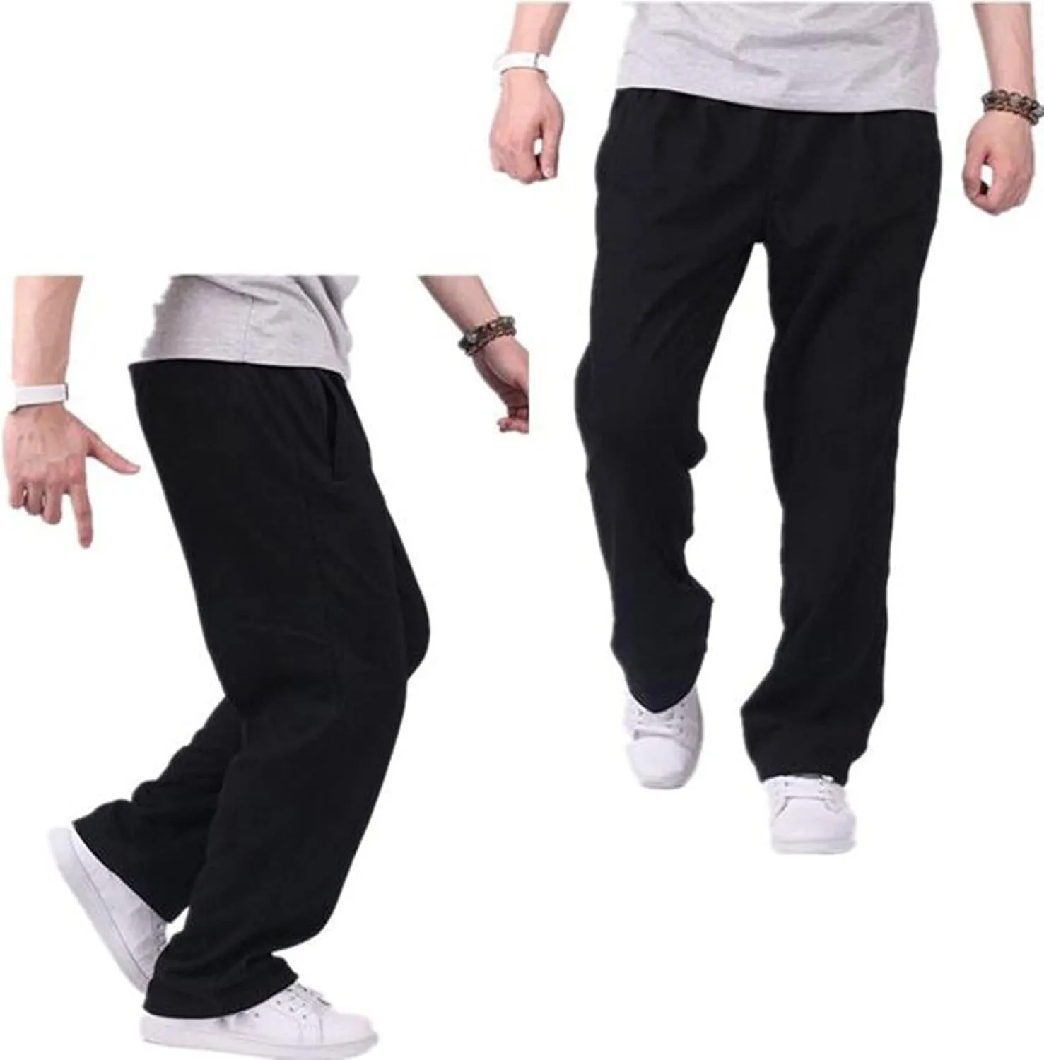 Cargo Pants for Men Relaxed Fit with Pockets Men's Cargo Sweatpants Open Bottom Straight Leg Casual Fit Baggy Jogger