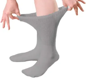 Comfort Finds Diabetic Crew Socks – Size 10-13 – Breathable Cotton Socks – Loose Fitting Sock – Non Binding Top Design– Improve Foot Circulation – Painful Swollen Feet Relief (Gray, 12 Pairs)