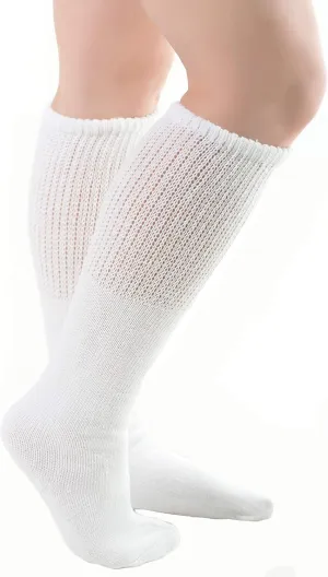Comfort Finds Diabetic SwellSox - Breathable Cotton Socks - Loose Fitting Comfortable Sock – Non Binding Top Design – Improve Foot Circulation (White, 12 Pair)