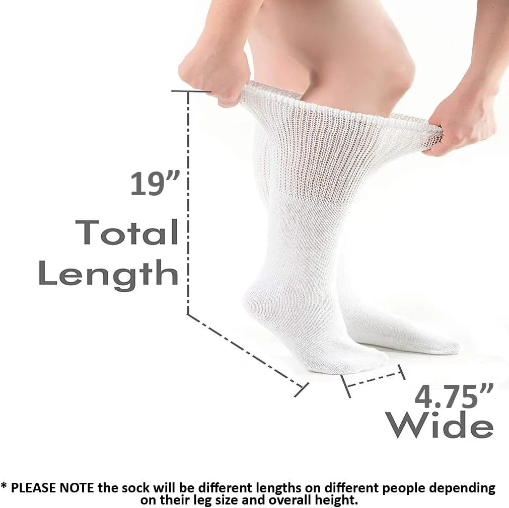 Comfort Finds Diabetic SwellSox - Breathable Cotton Socks - Loose Fitting Comfortable Sock – Non Binding Top Design – Improve Foot Circulation (White, 12 Pair)