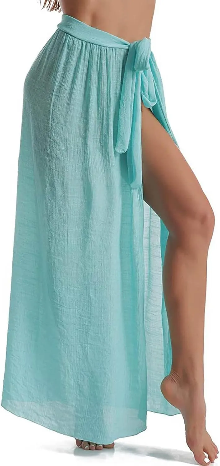 Cover Up Skirt Open Front Swimsuit Wrap Cover Ups Summer Beach Skirts with Slit for Women Sheer Cover Ups