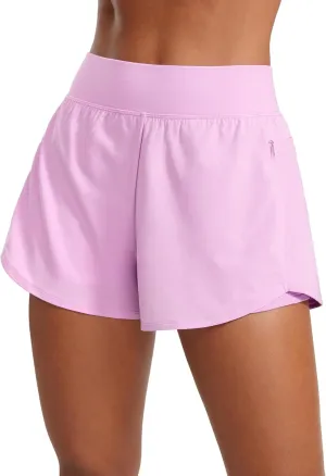 CRZ YOGA Double Layer Running Shorts for Women 3" High Waisted 2 in 1 for Athletic Tennis Workout with Zip Pockets
