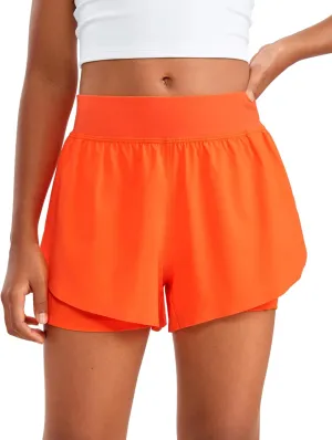 CRZ YOGA Girls 2 in 1 Dolphin Athletic Running Shorts with Pockets High Waist Teen Kid Workout Casual Tennis Soccer Split