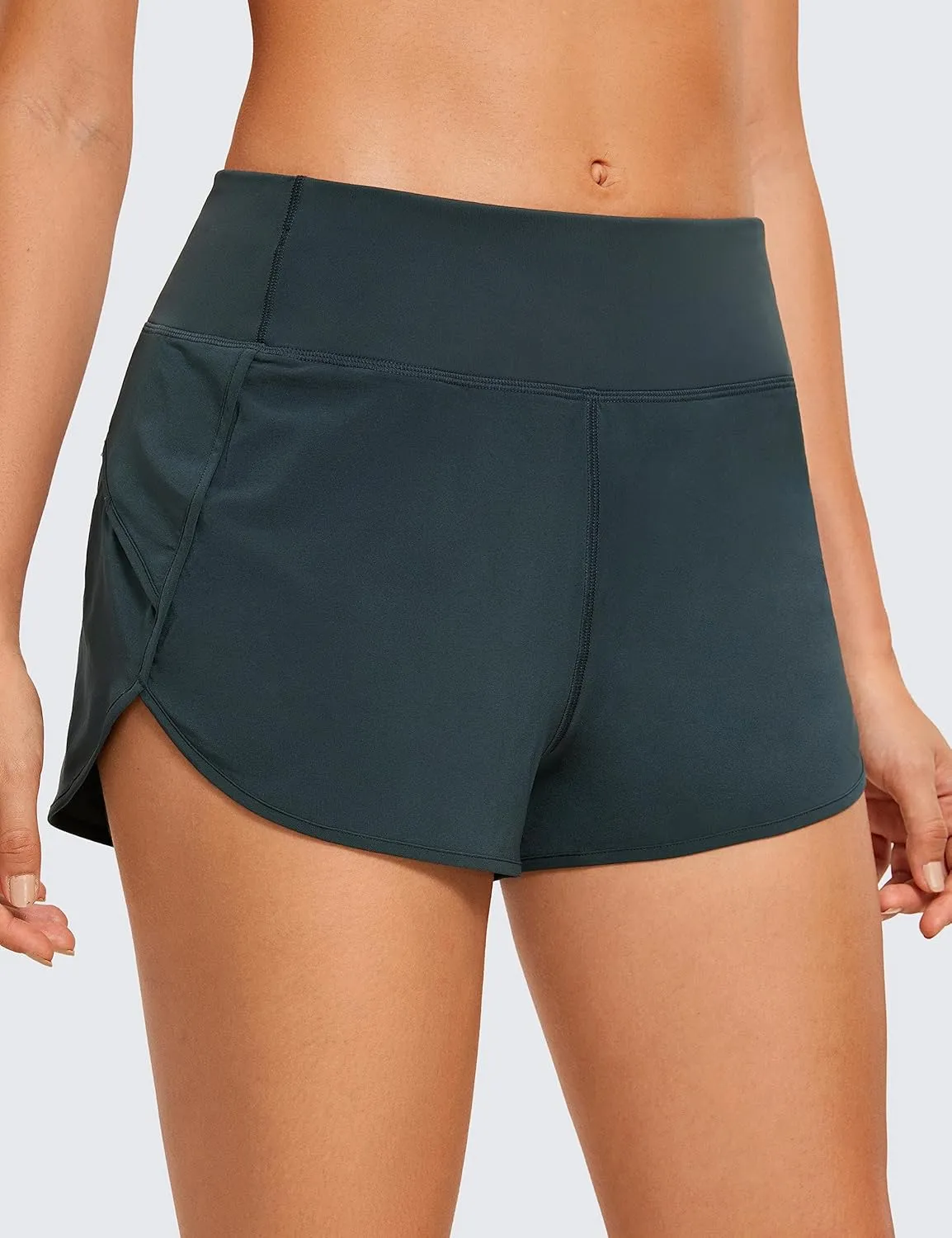 CRZ YOGA High Waisted Running Shorts for Women - 2.5'' Liner for Gym Athletic Workout with Zip Pocket Breathable