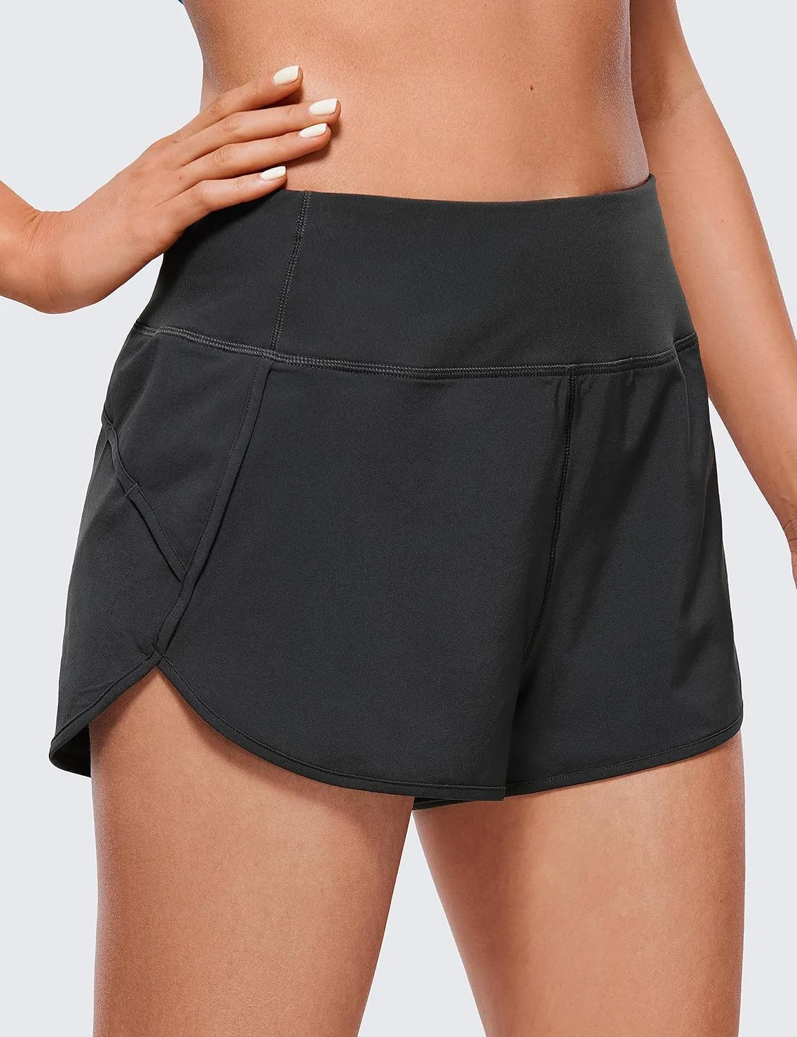 CRZ YOGA High Waisted Running Shorts for Women - 2.5'' Liner for Gym Athletic Workout with Zip Pocket Breathable