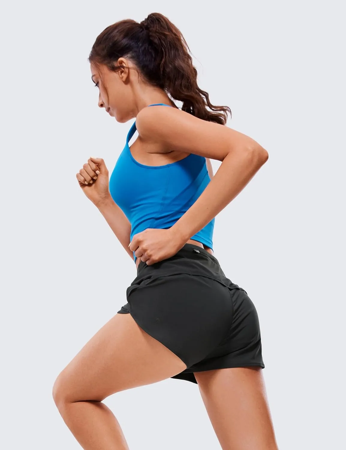CRZ YOGA High Waisted Running Shorts for Women - 2.5'' Liner for Gym Athletic Workout with Zip Pocket Breathable