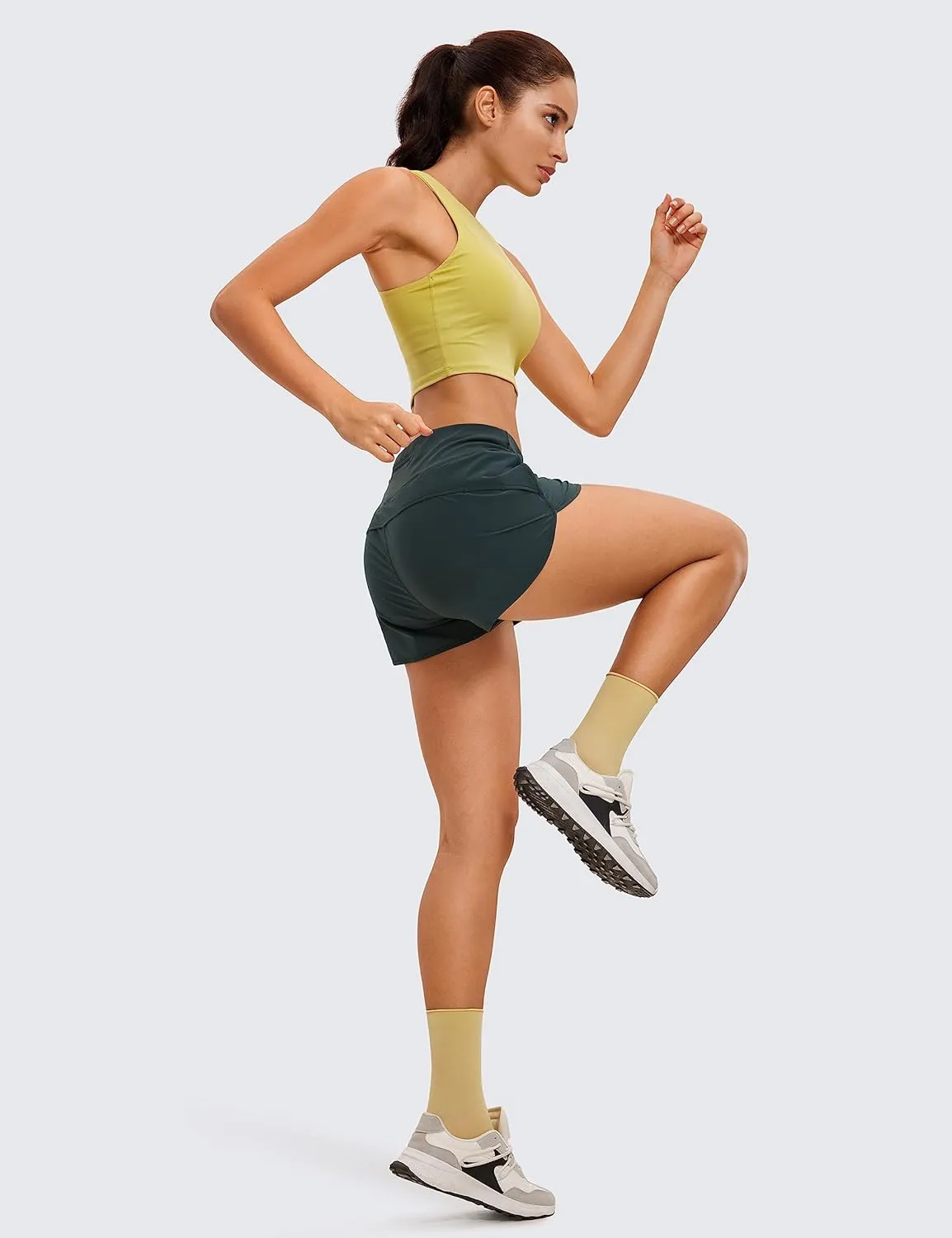 CRZ YOGA High Waisted Running Shorts for Women - 2.5'' Liner for Gym Athletic Workout with Zip Pocket Breathable