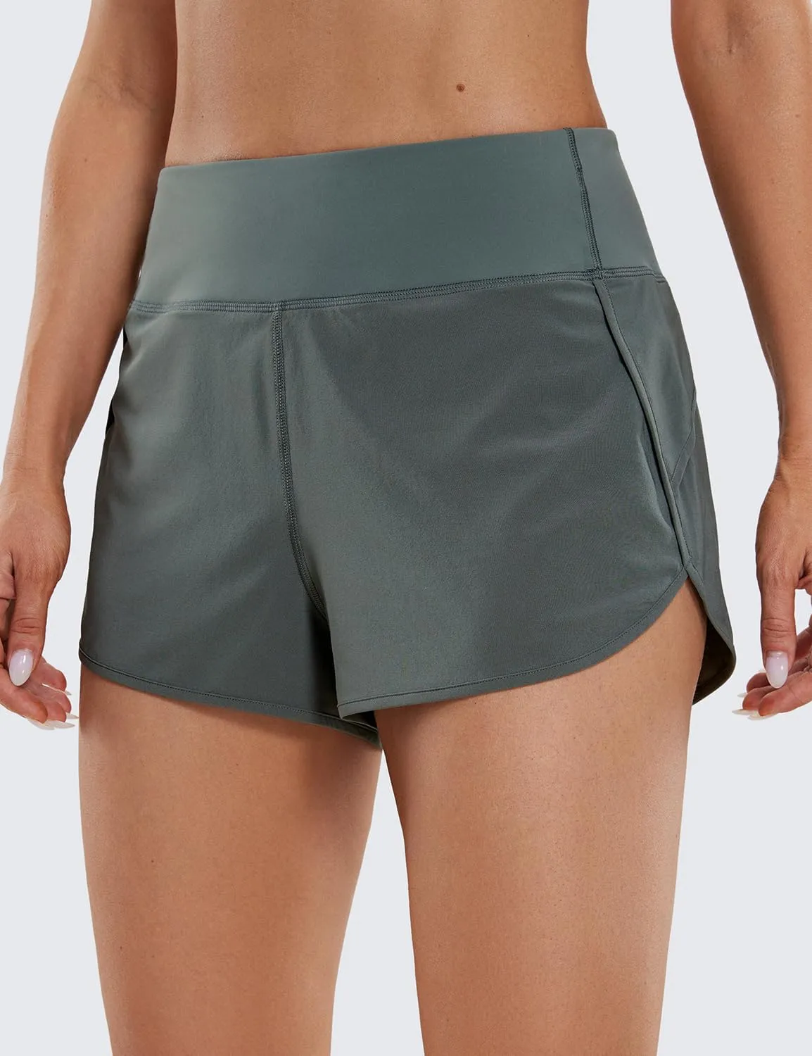 CRZ YOGA High Waisted Running Shorts for Women - 2.5'' Liner for Gym Athletic Workout with Zip Pocket Breathable