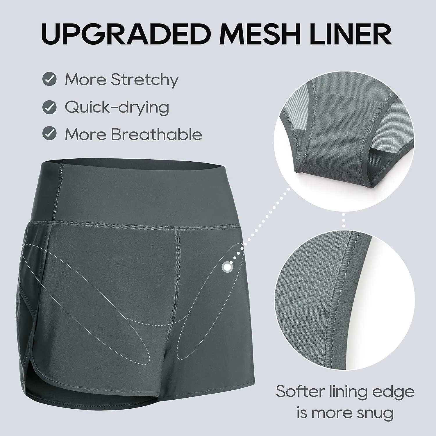 CRZ YOGA High Waisted Running Shorts for Women - 2.5'' Liner for Gym Athletic Workout with Zip Pocket Breathable