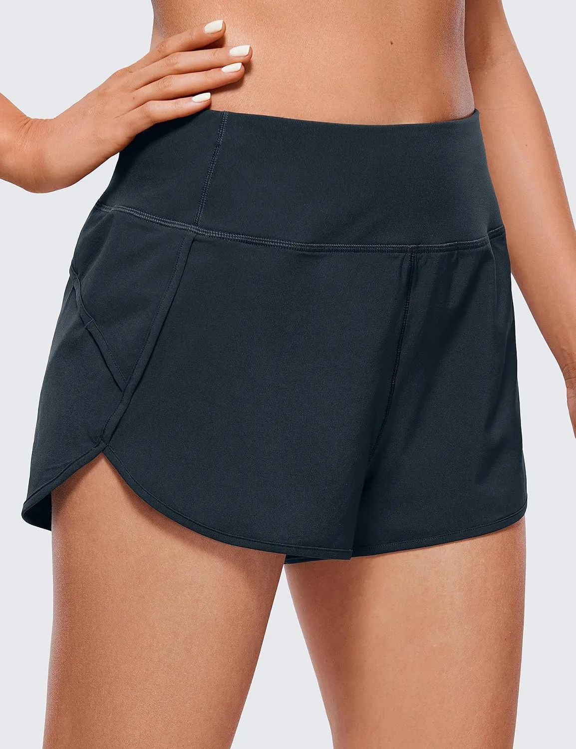 CRZ YOGA High Waisted Running Shorts for Women - 2.5'' Liner for Gym Athletic Workout with Zip Pocket Breathable