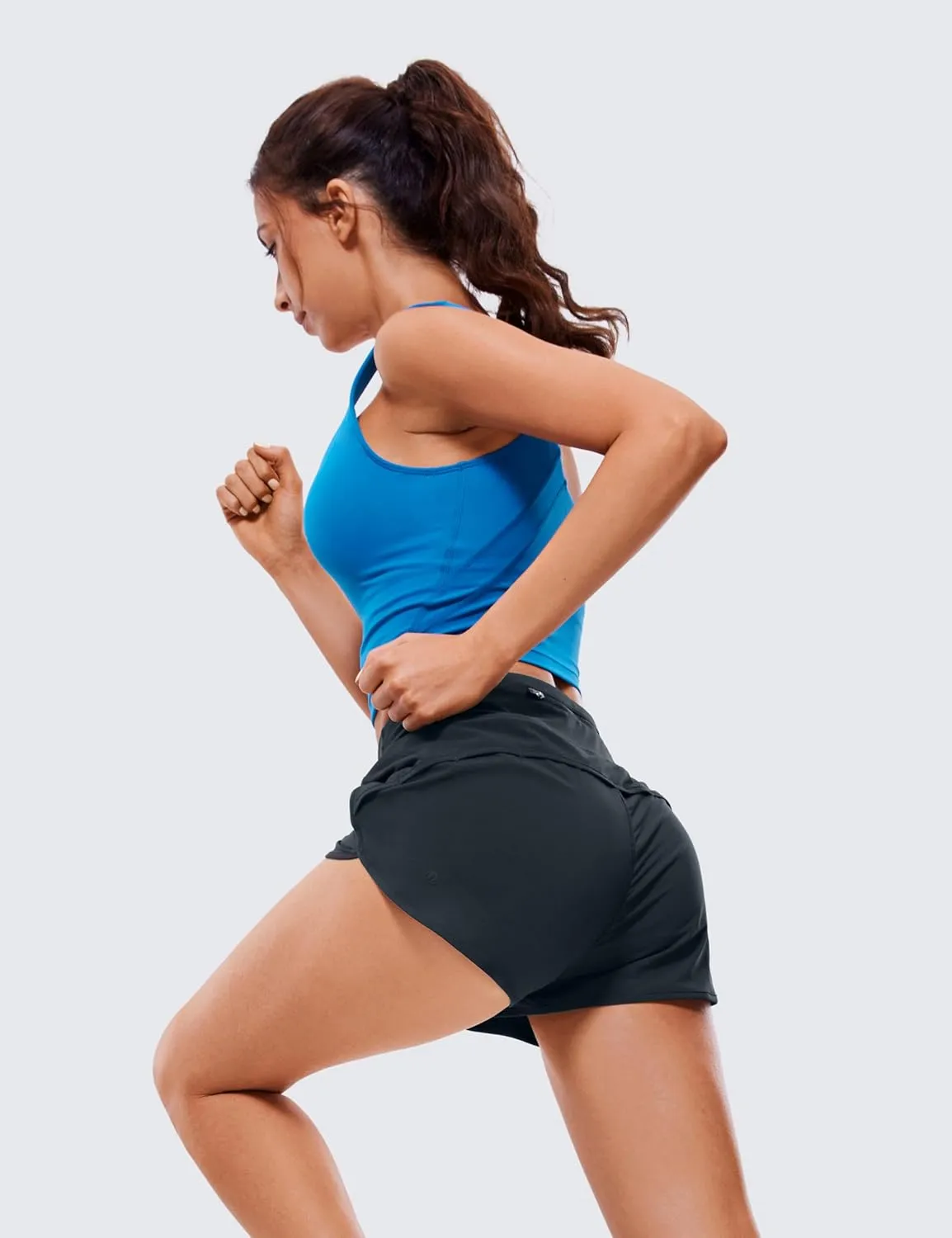 CRZ YOGA High Waisted Running Shorts for Women - 2.5'' Liner for Gym Athletic Workout with Zip Pocket Breathable